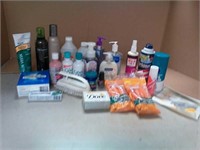 Hand soap, white stripes, disposable razors +much