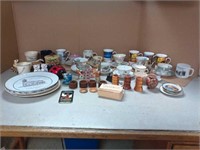Various glassware deco dishes, tea sets +more