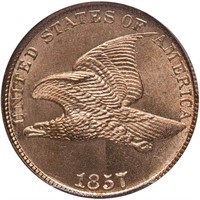 1C 1857 FLYING EAGLE PCGS MS65 CAC
