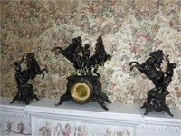 Figural Clock "Stallion & Master"