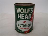 WOLF'S HEAD U.S. QT. MOTOR OIL FIBRE  CAN -