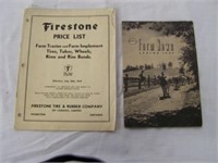 LOT OF 2 - 1. 1939 FIRESTONE TRACTOR & IMPLEMENT