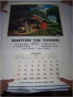 1974 BRANTFORD TIRE EXCHANGE CALENDAR -  29 1/4"