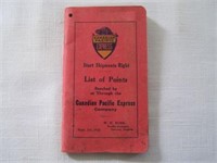 1926 CP EXPRESS LIST OF POINTS SOFT COVER BOOKLET