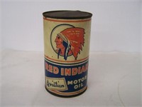 RED INDIAN AVIATION MOTOR OIL IMP. QT. CAN - DENT