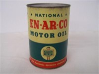 EN-AR-CO U.S. QT. OIL  CAN - EMBOSSED TOP - GOOD
