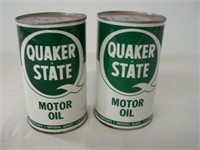 LOT OF 2 QUAKER STATE IMP. QT. CANS - MARKED TOPS