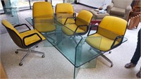 PACE MID-CENTURY GLASS CONFERENCE TABLE