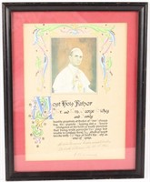 1962 FRAMED PAPAL BLESSING