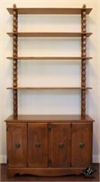 Detailed Wooden Bookshelf w/ Cabinets