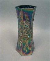 8” Tall (Maker ?) 6-Sided Dragon Vase – Blue
