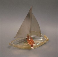 Made in U.S.A. Sailboat Ashtray w/ aluminum sail