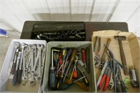 4 BOXES OF ASST TOOLS-WRENCHES,SCREWDRIVERS,