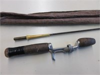 Antique Fishing Rod with Canvas Case