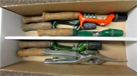 Box of Various Fishing Rod Handles and Misc