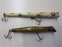 Pair of Antique Handpainted Wooden Fishing Lures