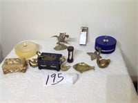 JEWELRY BOXES, POWDER CONTAINERS, BRASS, ETC.