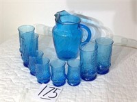BLUE PITCHER & GLASS SET