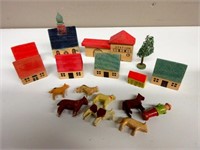 Antique Hand Carved Farm and Village Figurines