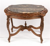 BAROQUE STYLE MARBLE OVAL OCCASIONAL SIDE TABLE