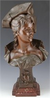 EMILY PINEDO CAST BRONZE FLOREAL BUST ON MARBLE