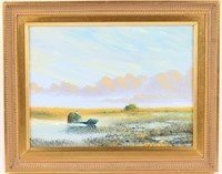 MARK STANFORD FLORIDA MARSH AIRBOAT OIL ON CANVAS