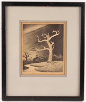 BUELL WHITEHEAD "FAT LIGHTERED TREE" LITHOGRAPH