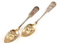 2 J. O. & W. PITKIN REPOUSSE COIN SILVER SPOONS