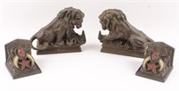 2 PAIRS OF BRONZE BOOKENDS - LV ARONSON