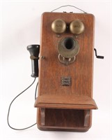 AMERICAN ELECTRIC WOODEN WALL BOX TELEPHONE