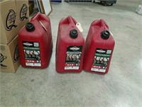 3 Briggs & Stratton gas cans 5 gallons each brand