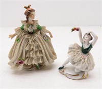Pair of  "Dresden" Lace Porcelain Ballerinas