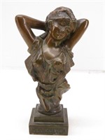 Antique LA GITANA Girl Bronze Art Nouveau Bust