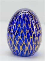 Blue & Gold Art Glass Paperweight