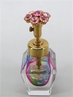 Vintage Pink Jeweled Art Crystal Perfume Bottle