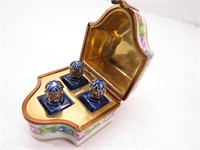 "Limoges" France Trinket Box w/ 3 French Perfume