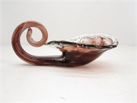 Hand Blown Art Glass Leaf Vase Candy Dish