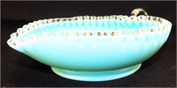Fenton Silver Crest Turquoise Relish With Handle