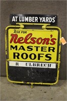 VINTAGE NELSON MASTER ROOFS DOUBLE SIDED SIGN