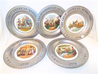 Group Of 5 Great American Revolution Pewter Plates