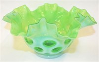 Fenton Lime Opalescent Coindot Bowl