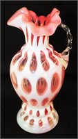 Fenton Cranberry Opalescent Coindot Vase