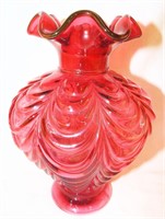 Fenton Drapery Cranberry Vase