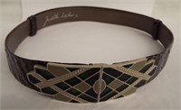 Judith Leiber Leather Belt With Enameled Buckle