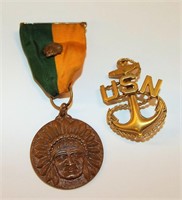 Tarhe Medal And U. S. N. Pin