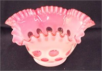Fenton Cranberry Opalescent Coindot Bowl
