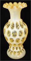 Fenton Honeysuckle Opalescent Coindot Vase