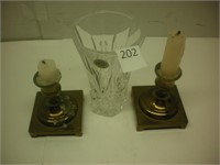 Candle Stands and Crystal Vase