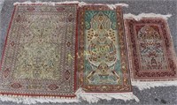 Three Persian 100% Silk Rugs