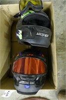 2-ARTIC CAT SNOWMOBILE HELMETS & A PAIR OF GOGGLES
